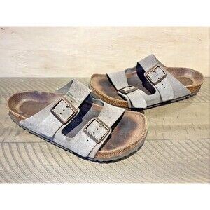 Birkenstock Arizona Two Strap Vegan Sandals Grey Taupe Mens 9 Womens 11 EU 42